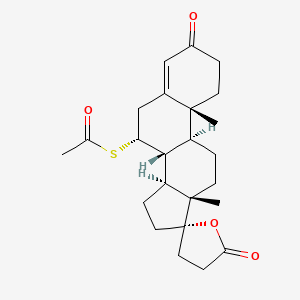 molecular formula C24H32O4S B10753819 S-[(7R,8R,9S,10R,13S,14S,17S)-10,13-dimethyl-3,5'-bis(oxidanylidene)spiro[2,6,7,8,9,11,12,14,15,16-decahydro-1H-cyclopenta[a]phenanthrene-17,2'-oxolane]-7-yl] ethanethioate 