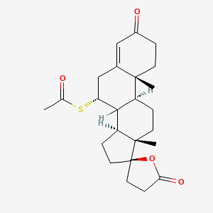 molecular formula C24H32O4S B10753820 S-[(7R,9S,10R,13S,14S,17R)-10,13-dimethyl-3,5'-dioxospiro[2,6,7,8,9,11,12,14,15,16-decahydro-1H-cyclopenta[a]phenanthrene-17,2'-oxolane]-7-yl] ethanethioate 