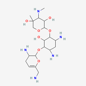 molecular formula C19H37N5O7 B10753845 4,6-Diamino-3-{[3-amino-6-(aminomethyl)-3,4-dihydro-2h-pyran-2-yl]oxy}-2-hydroxycyclohexyl 3-deoxy-4-c-methyl-3-(methylamino)pentopyranoside 