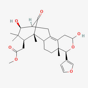 molecular formula C27H36O7 B10754130 methyl 2-[(1R,5R,6R,13S,14S,16S)-6-(furan-3-yl)-8,14-dihydroxy-1,5,15,15-tetramethyl-17-oxo-7-oxatetracyclo[11.3.1.02,11.05,10]heptadec-10-en-16-yl]acetate 