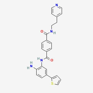 molecular formula C25H22N4O2S B10754572 4-N-(2-amino-5-thiophen-2-ylphenyl)-1-N-(2-pyridin-4-ylethyl)benzene-1,4-dicarboxamide 