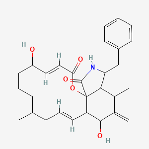 molecular formula C29H37NO5 B10754773 2H-Oxacyclotetradec[2,3-d]isoindole-2,18(5H)-dione, 16-benzyl-6,7,8,9,10,12a,13,14,15,15a,16,17-dodecahydro-5,13-dihydroxy-9,15-dimethyl-14-methylene-, (E,E)-(5S,9R,12aS,13S,15S,15aS,16S,18aS)- CAS No. 69804-24-6