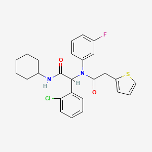 molecular formula C26H26ClFN2O2S B10754787 2-(2-chlorophenyl)-N-cyclohexyl-2-(3-fluoro-N-(2-thiophen-2-ylacetyl)anilino)acetamide 