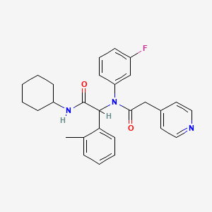 molecular formula C28H30FN3O2 B10754915 N-cyclohexyl-2-(3-fluoro-N-(2-pyridin-4-ylacetyl)anilino)-2-(2-methylphenyl)acetamide 