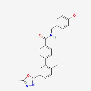 molecular formula C25H23N3O3 B10755048 N-[(4-methoxyphenyl)methyl]-4-[2-methyl-5-(5-methyl-1,3,4-oxadiazol-2-yl)phenyl]benzamide 
