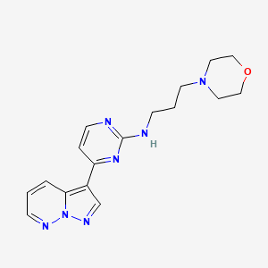 molecular formula C17H21N7O B10755077 N-(3-morpholinopropyl)-4-(pyrazolo[1,5-b]pyridazin-3-yl)pyrimidin-2-amine 