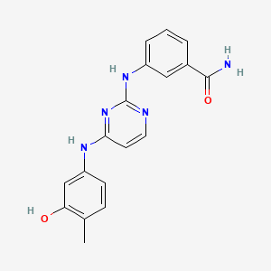molecular formula C18H17N5O2 B10755216 3-((4-((3-Hydroxy-4-methylphenyl)amino)pyrimidin-2-yl)amino)benzamide 