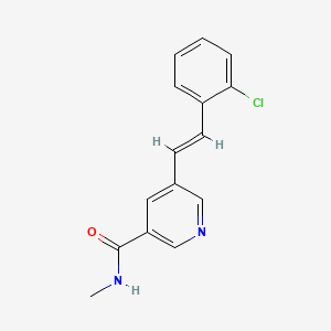 molecular formula C15H13ClN2O B10755272 5-[(E)-2-(2-chlorophenyl)ethenyl]-N-methylpyridine-3-carboxamide 