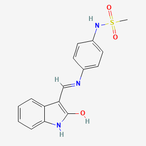 molecular formula C16H15N3O3S B10755535 N-(4-{[(Z)-(2-oxo-1,2-dihydro-3H-indol-3-ylidene)methyl]amino}phenyl)methanesulfonamide 