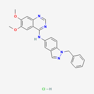 molecular formula C24H22ClN5O2 B10755590 N-(1-benzylindazol-5-yl)-6,7-dimethoxyquinazolin-4-amine;hydrochloride 