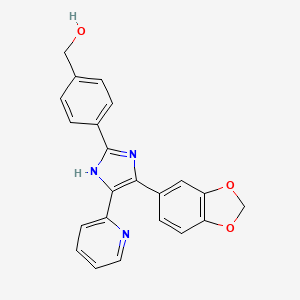 molecular formula C22H17N3O3 B10755709 [4-(4-Benzo[1,3]dioxol-5-yl-5-pyridin-2-yl-1H-imidazol-2-yl)-phenyl]-methanol 