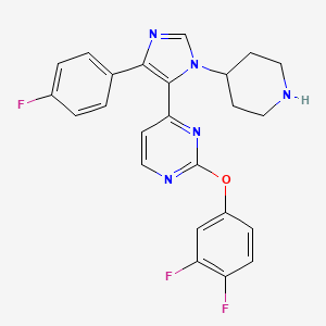 molecular formula C24H20F3N5O B10755718 2-(3,4-difluorophenoxy)-4-(4-(4-fluorophenyl)-1-(piperidin-4-yl)-1H-imidazol-5-yl)pyrimidine 