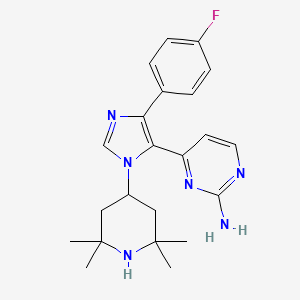 molecular formula C22H27FN6 B10755780 4-[5-(4-Fluoro-phenyl)-3-(2,2,6,6-tetramethyl-piperidin-4-yl)-3H-imidazol-4-yl]-pyrimidin-2-ylamine 