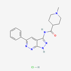 molecular formula C18H21ClN6O B10755810 1-methyl-N-(5-phenyl-1H-pyrazolo[3,4-c]pyridazin-3-yl)piperidine-4-carboxamide;hydrochloride 