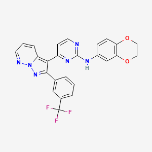 molecular formula C25H17F3N6O2 B10755872 Pyrazolo[1,5-b]pyridazine deriv. 80 