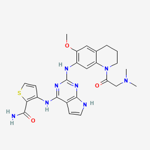 molecular formula C25H28N8O3S B10755941 3-(2-(1-(2-(dimethylamino)acetyl)-6-methoxy-1,2,3,4-tetrahydroquinolin-7-ylamino)-7H-pyrrolo[2,3-d]pyrimidin-4-ylamino)thiophene-2-carboxamide 