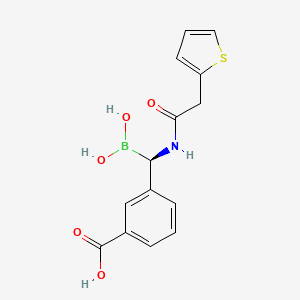 molecular formula C14H14BNO5S B10756260 (1R)-1-(2-Thienylacetylamino)-1-(3-carboxyphenyl)methylboronic acid CAS No. 497258-67-0