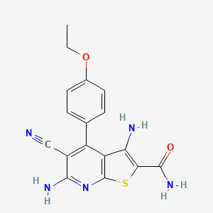 molecular formula C17H15N5O2S B10756489 3,6-Diamino-5-cyano-4-(4-ethoxyphenyl)thieno[2,3-b]pyridine-2-carboxamide 