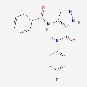 molecular formula C17H13FN4O2 B10756801 (4E)-N-(4-fluorophenyl)-4-[(phenylcarbonyl)imino]-4H-pyrazole-3-carboxamide 