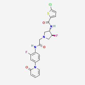 molecular formula C22H19ClF2N4O3S B10756823 5-Chloro-thiophene-2-carboxylic acid ((3S,4S)-4-fluoro-1-{[2-fluoro-4-(2-oxo-2H-pyridin-1-YL)-phenylcarbamoyl]-methyl}-pyrrolidin-3-YL)-amide 