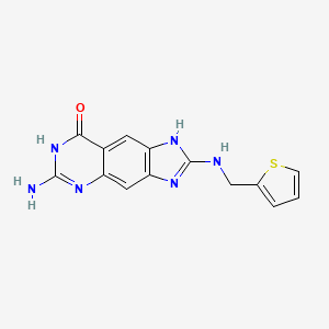 molecular formula C14H12N6OS B10756964 6-Amino-2-[(Thiophen-2-Ylmethyl)amino]-1,7-Dihydro-8h-Imidazo[4,5-G]quinazolin-8-One 