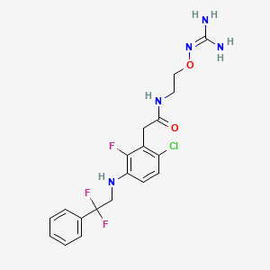 molecular formula C19H21ClF3N5O2 B10757065 N-[2-({[amino(Imino)methyl]amino}oxy)ethyl]-2-{6-Chloro-3-[(2,2-Difluoro-2-Phenylethyl)amino]-2-Fluorophenyl}acetamide CAS No. 409081-52-3
