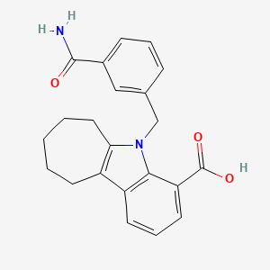 molecular formula C22H22N2O3 B10757084 5-(3-Carbamoylbenzyl)-5,6,7,8,9,10-hexahydrocyclohepta[b]indole-4-carboxylic acid 