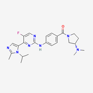molecular formula C24H30FN7O B10757093 N-(4-{[(3s)-3-(Dimethylamino)pyrrolidin-1-Yl]carbonyl}phenyl)-5-Fluoro-4-[2-Methyl-1-(1-Methylethyl)-1h-Imidazol-5-Yl]pyrimidin-2-Amine 