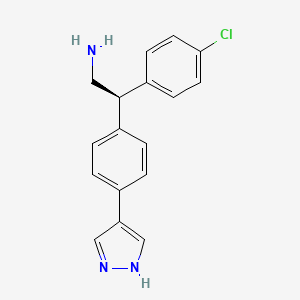 molecular formula C17H16ClN3 B10757211 (2r)-2-(4-Chlorophenyl)-2-[4-(1h-Pyrazol-4-Yl)phenyl]ethanamine 