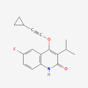 molecular formula C17H16FNO2 B10757213 4-[(Cyclopropylethynyl)oxy]-6-fluoro-3-isopropylquinolin-2(1H)-one 
