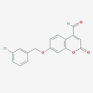 molecular formula C17H11ClO4 B10757504 7-[(3-Chlorobenzyl)oxy]-2-Oxo-2h-Chromene-4-Carbaldehyde 