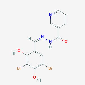 molecular formula C13H9Br2N3O3 B10757708 N-[(Z)-(3,5-dibromo-2,4-dihydroxyphenyl)methylideneamino]pyridine-3-carboxamide 