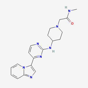 molecular formula C19H23N7O B10757716 2-{4-[(4-imidazo[1,2-a]pyridin-3-ylpyrimidin-2-yl)amino]piperidin-1-yl}-N-methylacetamide 