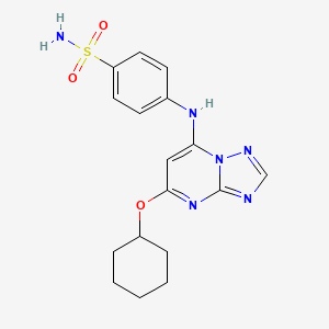 molecular formula C17H20N6O3S B10758326 4-{[5-(Cyclohexyloxy)[1,2,4]triazolo[1,5-A]pyrimidin-7-YL]amino}benzenesulfonamide 