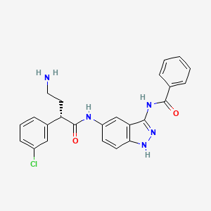 molecular formula C24H22ClN5O2 B10758382 N-(5-{[(2s)-4-Amino-2-(3-Chlorophenyl)butanoyl]amino}-1h-Indazol-3-Yl)benzamide 