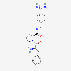 molecular formula C22H28N5O2+ B10758489 D-Phenylalanyl-N-{4-[amino(Iminio)methyl]benzyl}-L-Prolinamide 