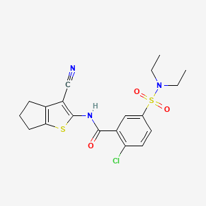 molecular formula C19H20ClN3O3S2 B10758557 2-Chloro-N-(3-cyano-5,6-dihydro-4H-cyclopenta[b]thiophen-2-yl)-5-diethylsulfamoyl-benzamide 