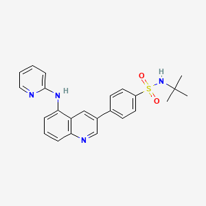 molecular formula C24H24N4O2S B10758620 N-(Tert-Butyl)-4-[5-(Pyridin-2-Ylamino)quinolin-3-Yl]benzenesulfonamide 