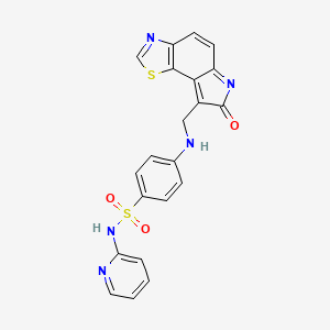molecular formula C21H15N5O3S2 B10758824 4-[(7-Oxo-7h-thiazolo[5,4-e]indol-8-ylmethyl)-amino]-n-pyridin-2-yl-benzenesulfonamide 