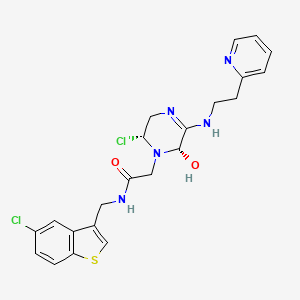 molecular formula C22H23Cl2N5O2S B10758952 N-(5-Chloro-Benzo[b]thiophen-3-Ylmethyl)-2-[6-Chloro-Oxo-3-(2-Pyridin-2-Yl-Ethylamino)-2h-Pyrazin-1-Yl]-Acetamide 