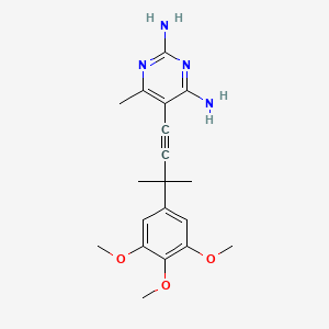 molecular formula C19H24N4O3 B10758974 6-Methyl-5-[3-Methyl-3-(3,4,5-Trimethoxyphenyl)but-1-Yn-1-Yl]pyrimidine-2,4-Diamine 