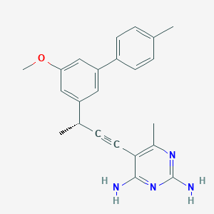 molecular formula C23H24N4O B10758975 5-[(3r)-3-(5-Methoxy-4'-Methylbiphenyl-3-Yl)but-1-Yn-1-Yl]-6-Methylpyrimidine-2,4-Diamine 