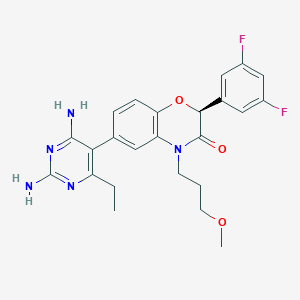 molecular formula C24H25F2N5O3 B10759063 (2S)-6-(2,4-diamino-6-ethylpyrimidin-5-yl)-2-(3,5-difluorophenyl)-4-(3-methoxypropyl)-1,4-benzoxazin-3-one 