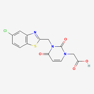 molecular formula C14H10ClN3O4S B10759135 {3-[(5-Chloro-1,3-Benzothiazol-2-Yl)methyl]-2,4-Dioxo-3,4-Dihydropyrimidin-1(2h)-Yl}acetic Acid 