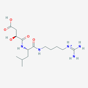 molecular formula C15H30N5O5+ B10759316 amino{[4-({N-[(2S)-3-carboxy-2-hydroxypropanoyl]-L-leucyl}amino)butyl]amino}methaniminium 
