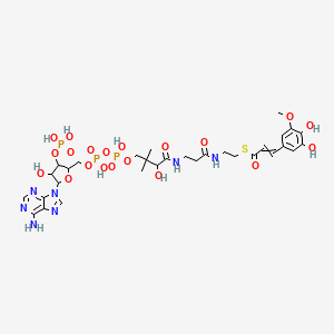 molecular formula C31H44N7O20P3S B10759741 S-[2-[3-[[4-[[[5-(6-aminopurin-9-yl)-4-hydroxy-3-phosphonooxyoxolan-2-yl]methoxy-hydroxyphosphoryl]oxy-hydroxyphosphoryl]oxy-2-hydroxy-3,3-dimethylbutanoyl]amino]propanoylamino]ethyl] 3-(3,4-dihydroxy-5-methoxyphenyl)prop-2-enethioate 