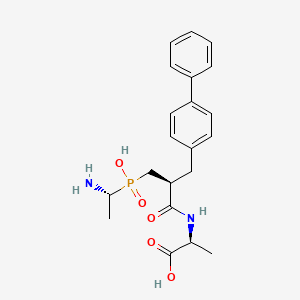 molecular formula C21H27N2O5P B10760738 N-[3-[(1-Aminoethyl)(hydroxy)phosphoryl]-2-(1,1'-biphenyl-4-ylmethyl)propanoyl]alanine CAS No. 216097-44-8