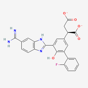 molecular formula C24H17FN4O5-2 B10760834 2-(5-{5-[Amino(iminio)methyl]-1H-benzimidazol-2-YL}-2'-fluoro-6-oxido-1,1'-biphenyl-3-YL)succinate 