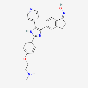 molecular formula C27H27N5O2 B10761791 (1Z)-5-(2-{4-[2-(dimethylamino)ethoxy]phenyl}-5-pyridin-4-yl-1H-imidazol-4-yl)-2,3-dihydro-1H-inden-1-one oxime 