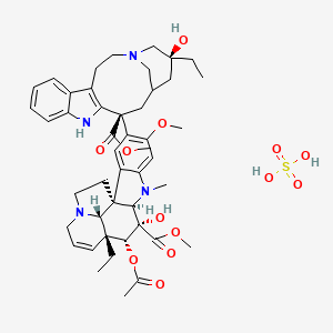 molecular formula C46H60N4O13S B10762363 methyl (1R,9R,10S,11R,12R,19R)-11-acetyloxy-12-ethyl-4-[(13S,17S)-17-ethyl-17-hydroxy-13-methoxycarbonyl-1,11-diazatetracyclo[13.3.1.04,12.05,10]nonadeca-4(12),5,7,9-tetraen-13-yl]-10-hydroxy-5-methoxy-8-methyl-8,16-diazapentacyclo[10.6.1.01,9.02,7.016,19]nonadeca-2,4,6,13-tetraene-10-carboxylate;sulfuric acid 
